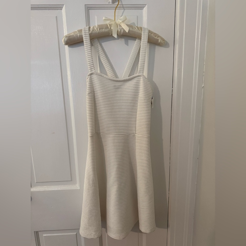 H&M White Textured Mini Dress